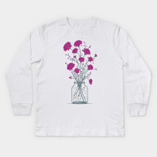 Cosmic Flowers in a Mason Jar Kids Long Sleeve T-Shirt
